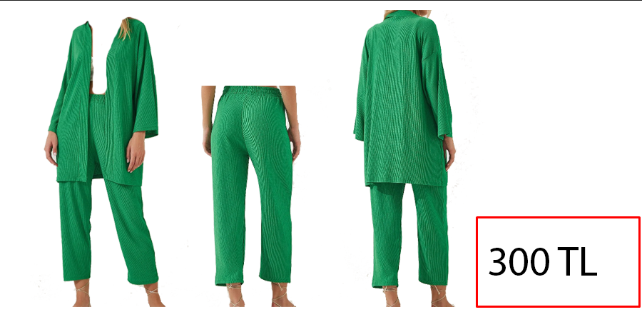 Happiness İstanbul Kadın Yeşil Kimono Pantolon Örme Takım